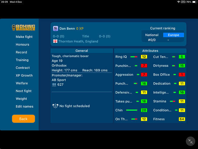 Fighter card